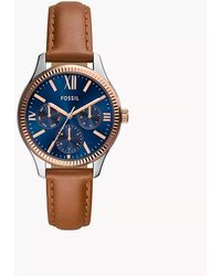 Fossil - Rye Multifunction Brown Leather Watch - Lyst