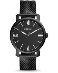 Fossil Rhett Three-hand Black Stainless Steel Watch Jewelry