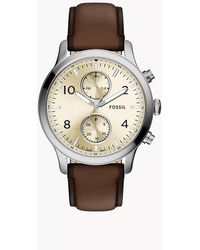 Fossil - Bennett 45 Mm Multifunction Brown Leather Watch - Lyst