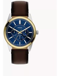 Fossil - Pearson 42 Mm Multifunction Brown Leather Watch - Lyst