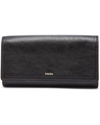Fossil Leather Logan Rfid Flap Wallet 
