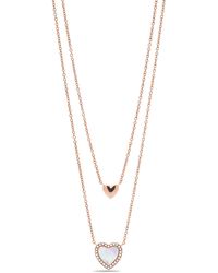 Fossil Val Hearts To You Mother-of-pearl Stainless Steel Multi-strand Necklace - Multicolor