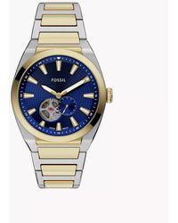 Fossil - Everett 42 Mm Automatic Two-tone Stainless Steel Watch - Lyst