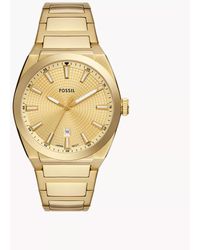 Fossil - Everett Three-hand Date Gold-tone Stainless Steel Watch - Lyst