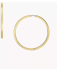 Fossil - Ellis All Stacked Up Gold-tone Stainless Steel Hoop Earrings - Lyst