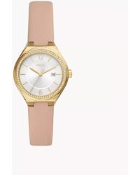 Fossil - Eevie Three-hand Date Pink Leather Watch - Lyst