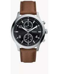 Fossil - Bennett 45 Mm Multifunction Brown Leather Watch - Lyst