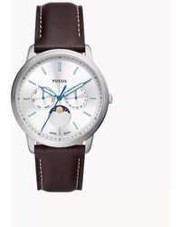 Fossil - Neutra Quartz Stainless Steel And Leather Chronograph Watch - Lyst