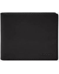 Fossil - Derrick Leather Rfid-blocking Bifold With Flip Id Wallet - Lyst