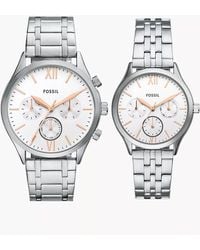 Fossil - Fenmore Multifunction Silver-tone Bracelet Watch Set - Lyst