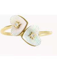 Fossil - Sutton Radiant Love Gold-tone Stainless Steel Mother-of-pearl Heart Toi Et Moi Ring - Lyst