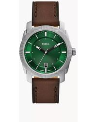 Fossil - Machine 42 Mm Three-hand Date Brown Leather Watch - Lyst