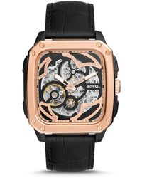 Black Leather Strap Watch 45mm Me3094 