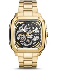 fossil automatic watch black and gold