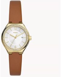 Fossil - Eevie Three-hand Date Brown Leather Watch - Lyst