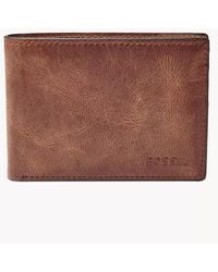 Fossil - Derrick Front Pocket Bifold Wallet Brown - Lyst