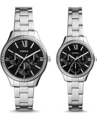 Fossil His And Her Multifunction Stainless Steel Watch Set - Metallic