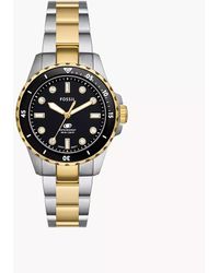Fossil - Blue Dive Three-hand Two-tone Stainless Steel Watch - Lyst