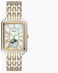 Fossil - Raquel 29 Mm Sun Moon Multifunction Two-tone Stainless Steel Watch - Lyst
