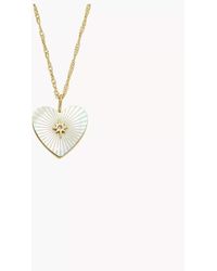Fossil - Sutton Radiant Love Gold-tone Mother-of-pearl Stainless Steel Heart Pendant Necklace - Lyst