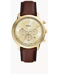 Fossil - Neutra Chronograph Brown Leather Watch - Lyst