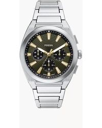 Fossil - Everett 44 Mm Chronograph Stainless Steel Watch - Lyst