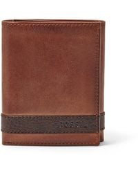 Fossil Original ML3645200 Brown Quinn Trifold Leather Men/'s Wallet