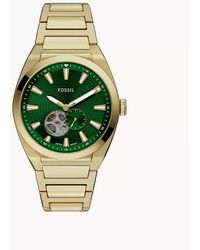 Fossil - Everett 42 Mm Automatic Gold-tone Stainless Steel Watch - Lyst