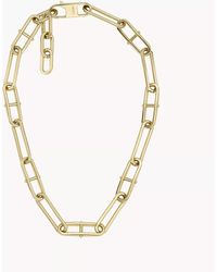 Fossil - Heritage D Link Stainless Steel Chain Necklace - Lyst