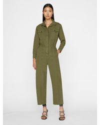 FRAME Cinched Twill Jumpsuit - Green