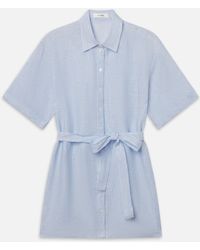 FRAME - The Linen Belted Dress Chambray - Lyst