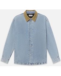 FRAME - Suede Collar Denim Overshirt - Lyst