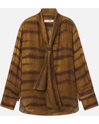 FRAME - The Silk Oversized Tie Shirt - Lyst
