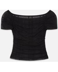 FRAME - The Off Shoulder Mesh Top - Lyst