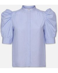 FRAME - Ruched Puff Sleeve Shirt - Lyst