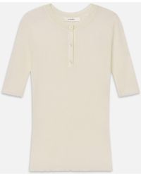 FRAME - The Henley Rib Tee - Lyst
