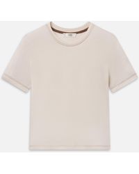 FRAME - The Contrast Stitch Baby Tee - Lyst