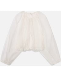 FRAME - The Sheer Balloon Blouse - Lyst