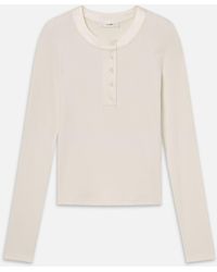 FRAME - The Satin Trim Rib Henley - Lyst