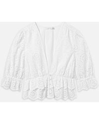 FRAME - The Solstice Eyelet Blouse - Lyst