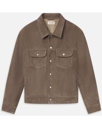 FRAME - Suede Trucker Jacket - Lyst