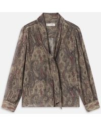 FRAME - The Paisley Silk Tie Blouse - Lyst