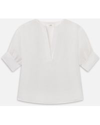 FRAME - The Linen V-neck Popover Top - Lyst