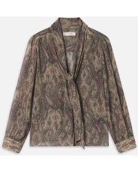 FRAME - The Paisley Silk Tie Blouse - Lyst
