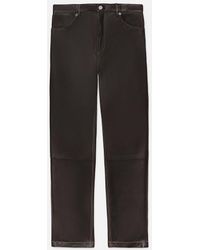 FRAME - Leather Straight Leg Trousers - Lyst