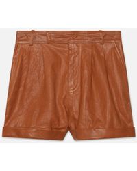 FRAME - Pleated Wide Cuff Leather Short - Lyst