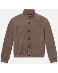 FRAME - Rib Collar Suede Jacket - Lyst