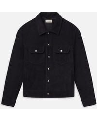 FRAME - Suede Trucker Jacket - Lyst