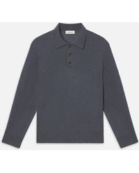 FRAME - Long Sleeve Polo Sweater - Lyst