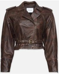FRAME - Strong Shoulder Leather Moto Jacket - Lyst
